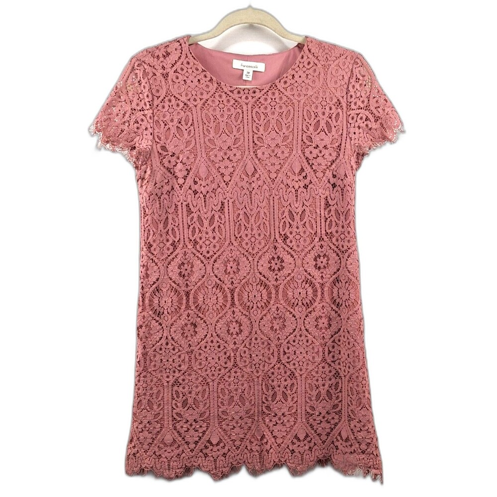 Francesca’s Dress Rose Pink Lace Lined Junior Size M Homecoming